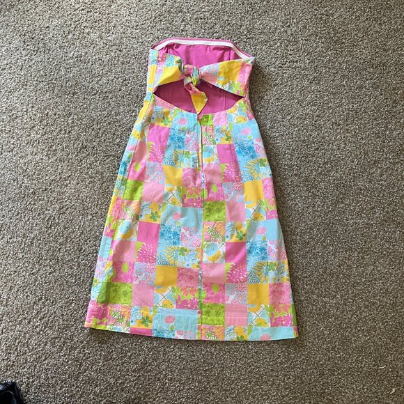 Lilly Pulitzer Fruit & Floral Strapless Dress with cutout back - Ties in Back 2 - Picture 8 of 10